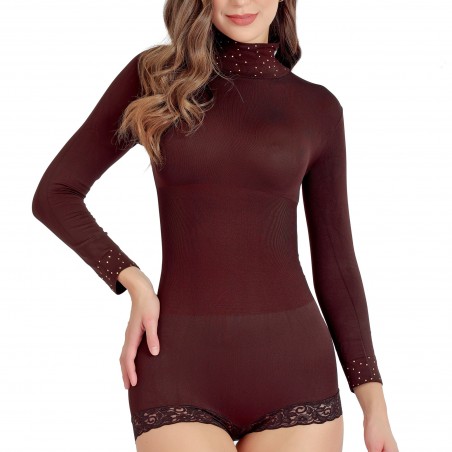 Body Faja Cachetero Mujer Manga Larga Cuello Alto Ritchi