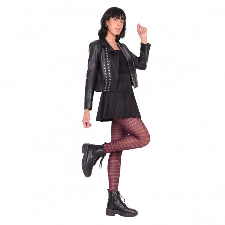 Media Velada con Diseño Lineal: Ref. 506