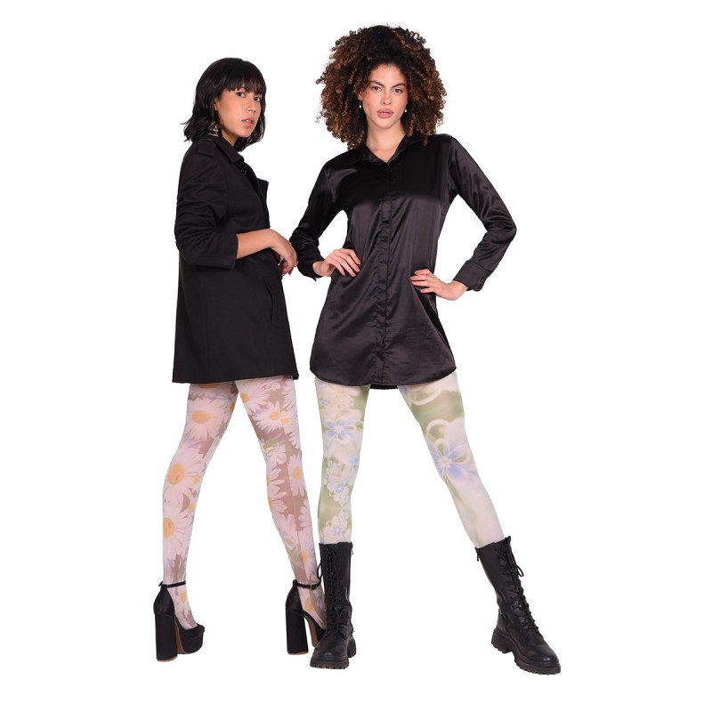 Panty Media Opaca Soft Touch Diseño Flores Ritchi