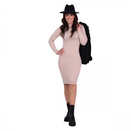 Vestido Tipo Acanalado Cuello Alto Ritchi