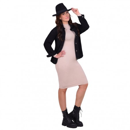 Vestido Tipo Acanalado Cuello Alto Ritchi