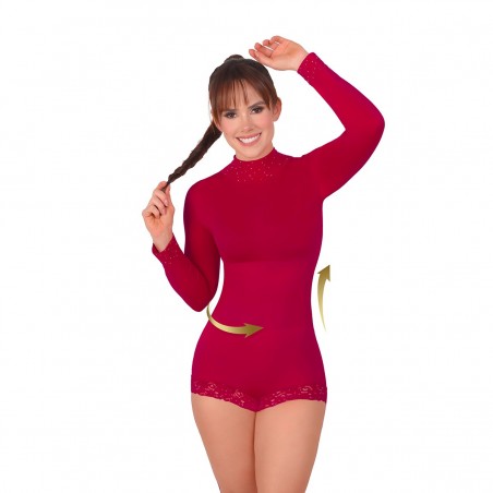 Body Faja Cachetero Mujer Manga Larga Cuello Alto Ritchi
