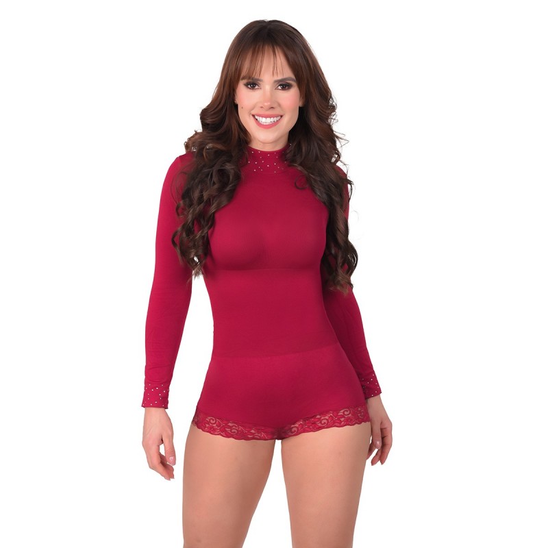 Body Faja Cachetero Mujer Manga Larga Cuello Alto Ritchi