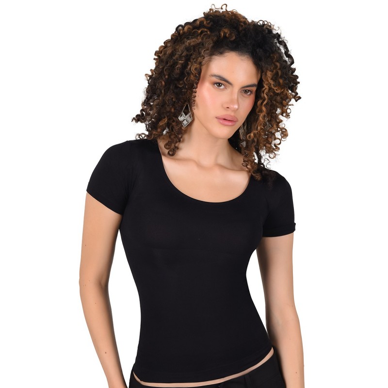 Blusa Control Manga Corta con Escote Redondo Ritchi