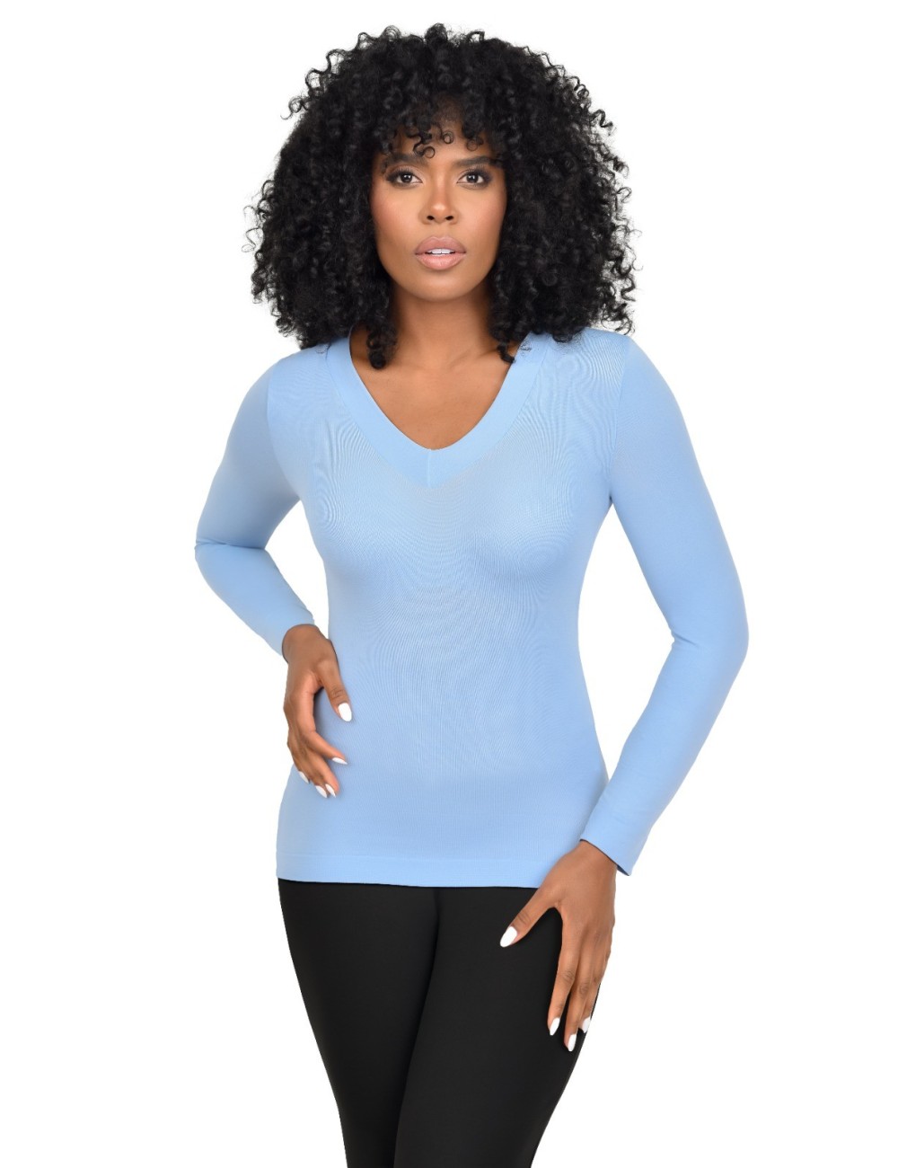 Blusa Básica Ritchi Manga Larga Cuello en V