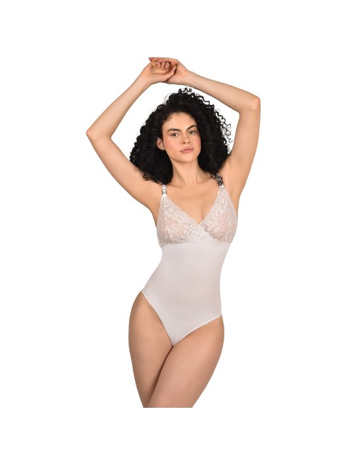 Faja Panty Control Abdomen con Diseño en Busto, Tiras Graduables y Encaje Floral Ritchi