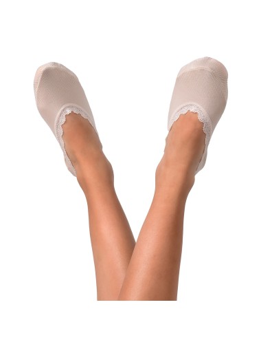 Media Baleta Mujer Ritchi con Borde de Encaje Textura Acanalada Estilo Comodidad