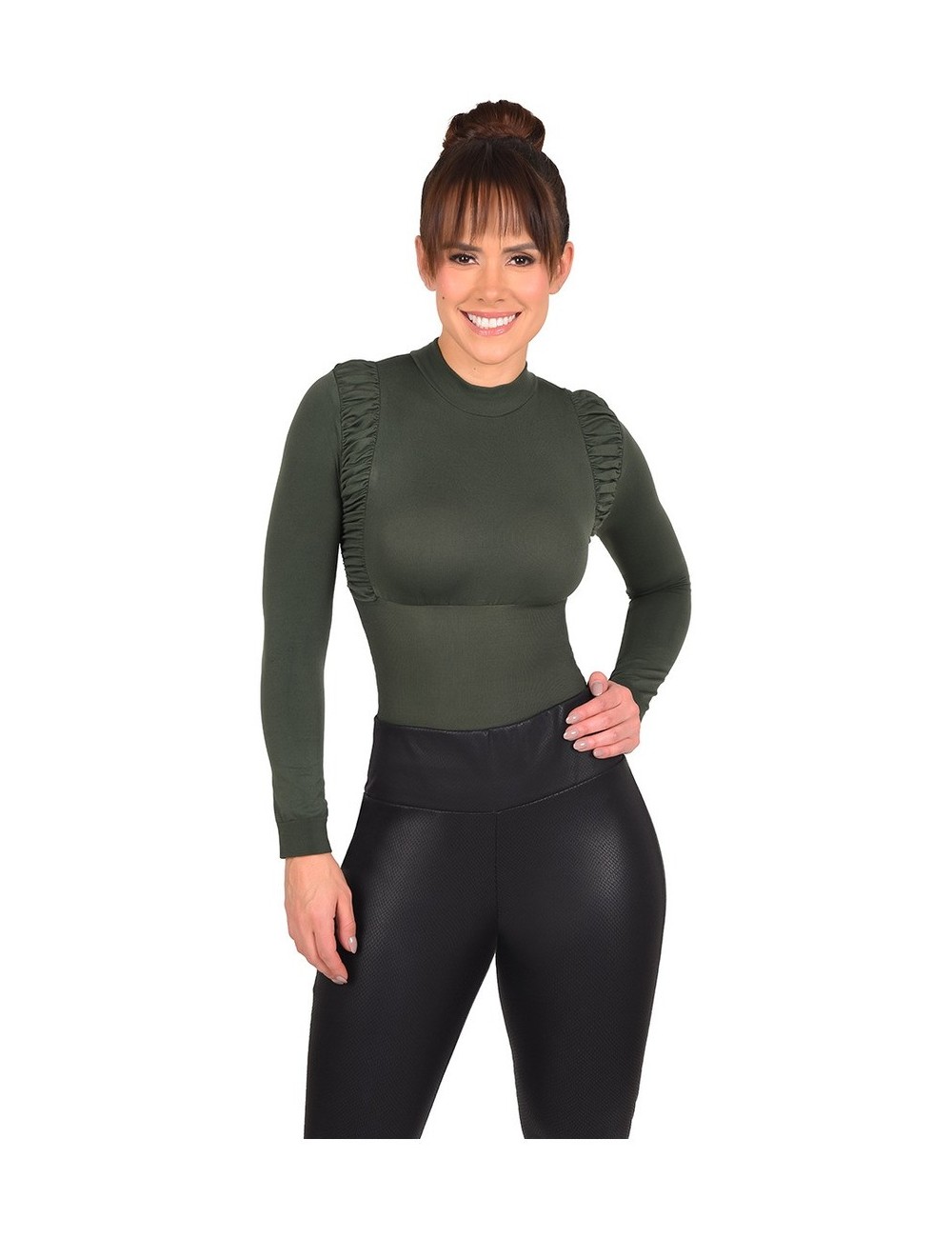 Body Faja Panty Hilo Ritchi Cuello Alto Manga Larga Recogido Lateral