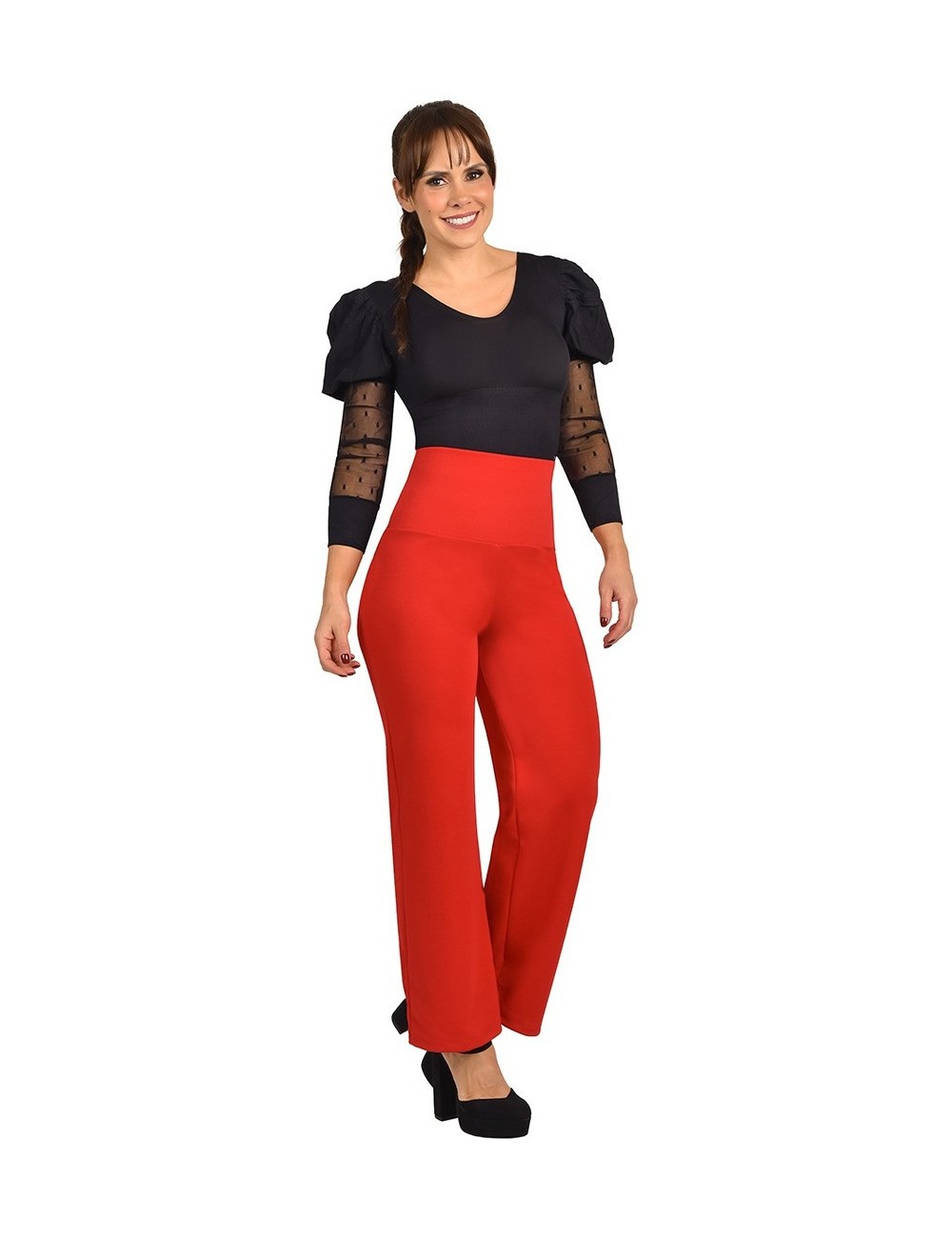 Body Faja Control Mujer Ritchi Escote Redondo Manga 3/4 Transparencia en Blonda