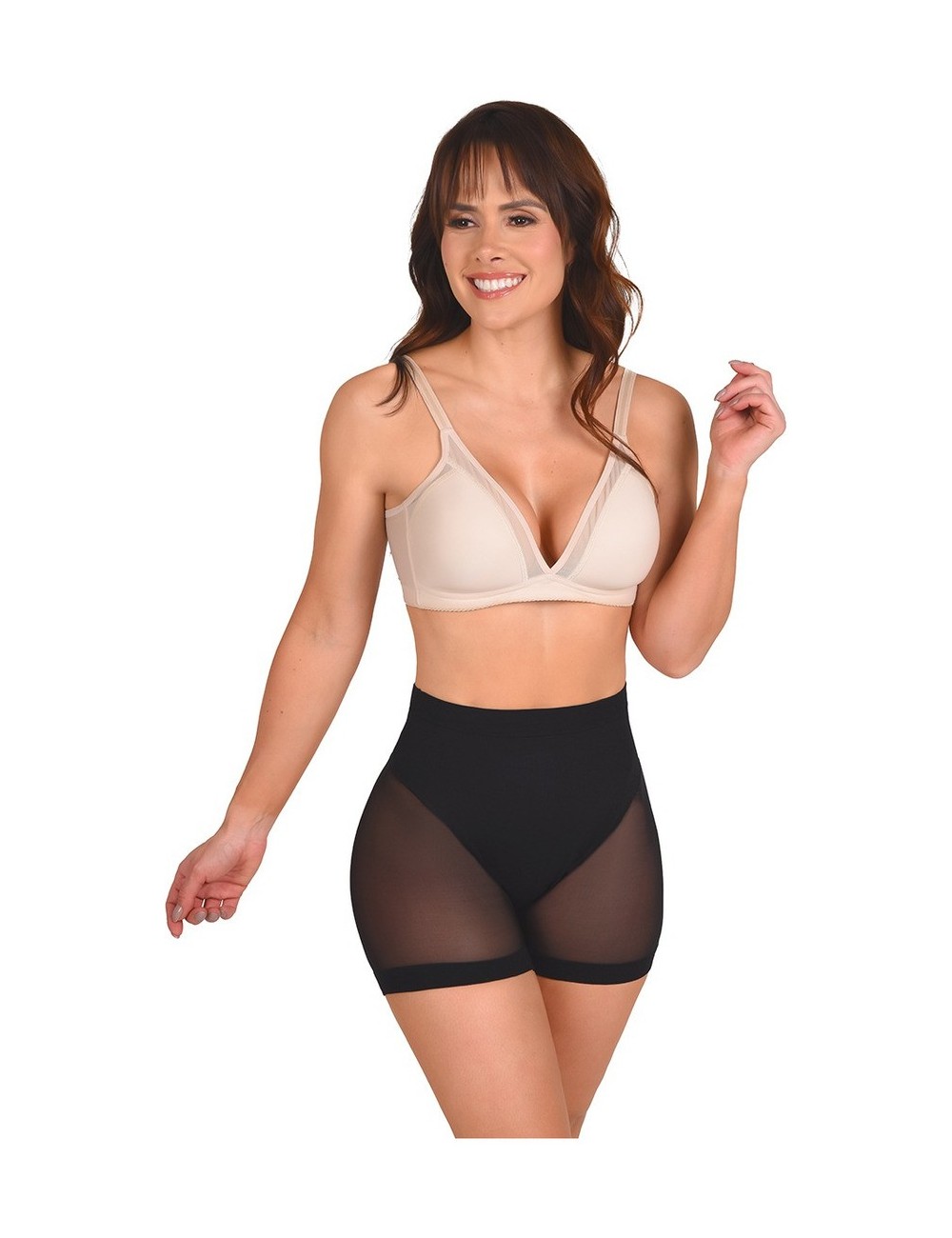 Panty Faja Control Tipo Cachetero Ritchi Transparencia en Tull Apariencia Tanga Brasilera