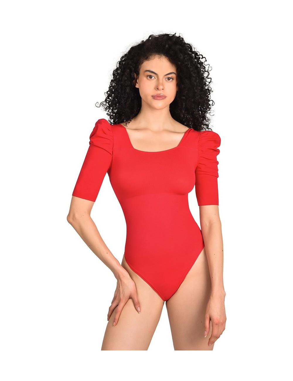 Body Faja Control Mujer Ritchi Manga Corta Bombacha con Hilo Elástico Escote Cuadrado