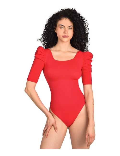 Body Faja Control Mujer Ritchi Manga Corta Bombacha con Hilo Elástico Escote Cuadrado