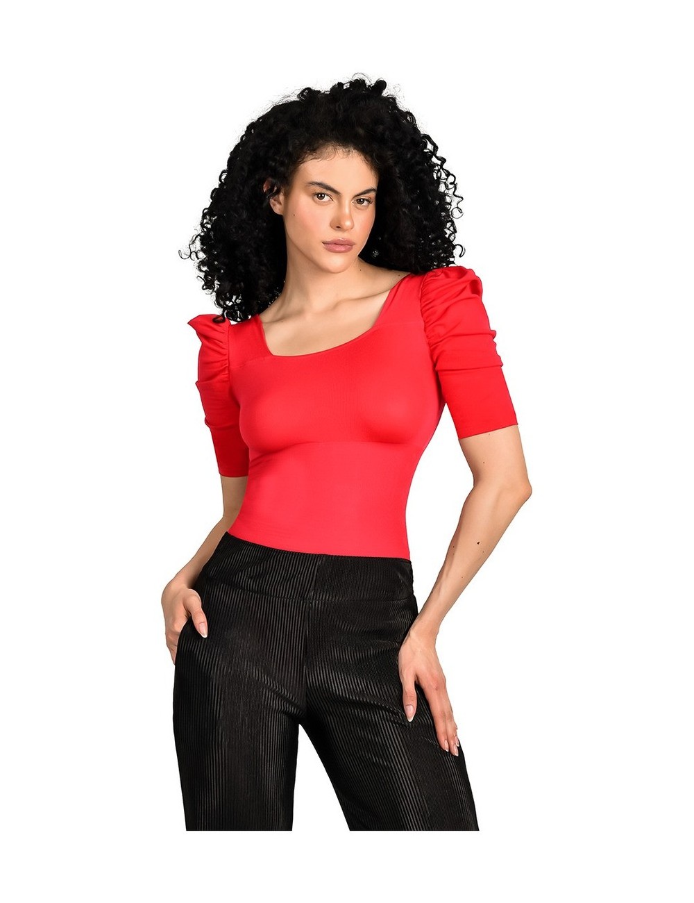 Body Faja Control Mujer Ritchi Manga Corta Bombacha con Hilo Elástico Escote Cuadrado