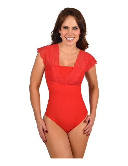 Body Faja Control Mujer Ritchi Manga Sisa Encaje en Escote Delantero y Espalda