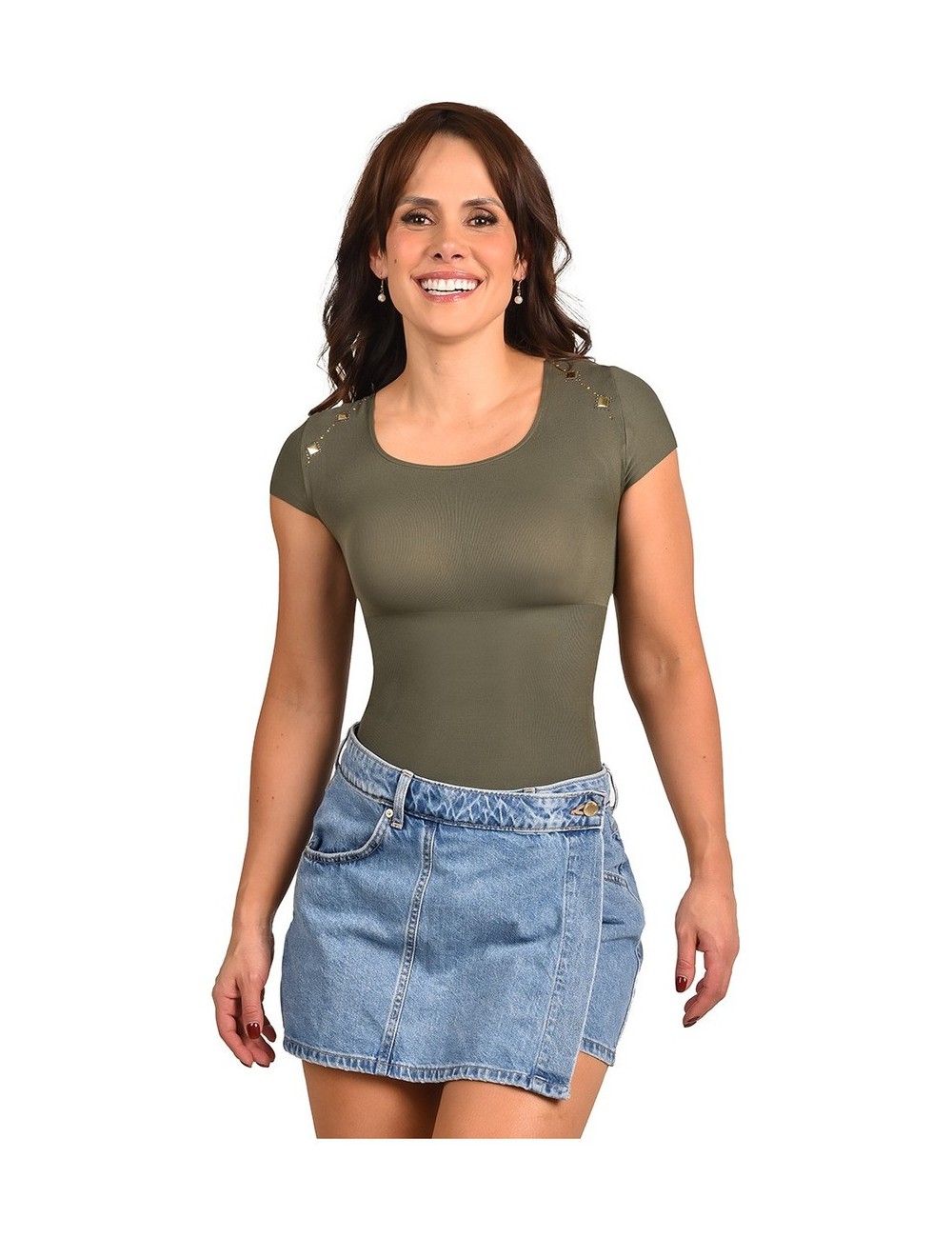 Body Faja Control Mujer Ritchi Manga Sisa Encaje en Escote Delantero y Espalda