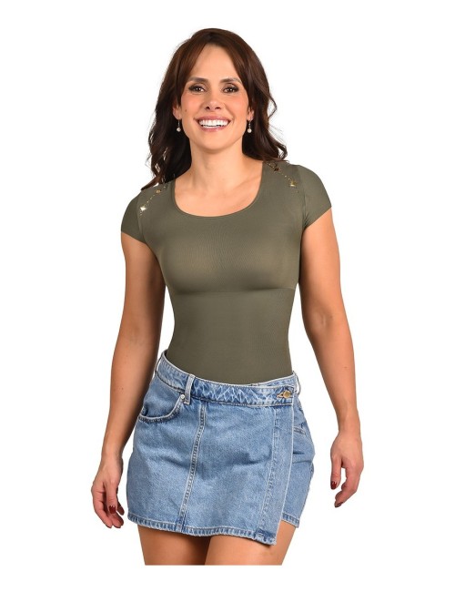 Body Faja Control Mujer Ritchi Manga Sisa Encaje en Escote Delantero y Espalda