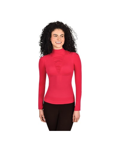 Blusa Control Manga Larga Ritchi Cuello Alto Corte Recogido en Busto
