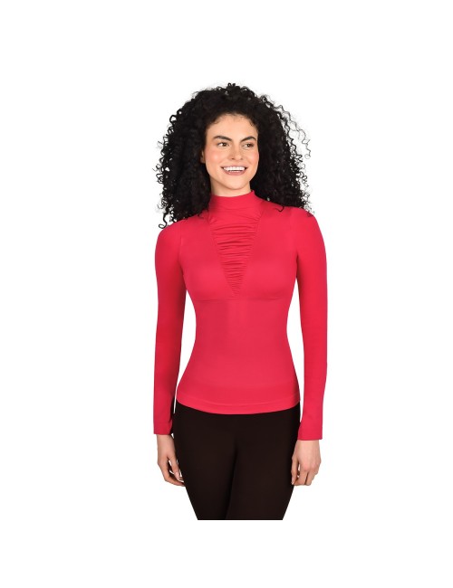 Blusa Control Manga Larga Ritchi Cuello Alto Corte Recogido en Busto