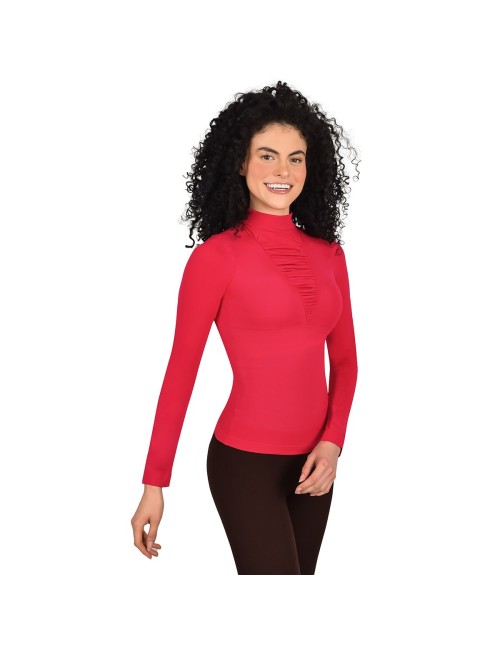 Blusa Control Manga Larga Ritchi Cuello Alto Corte Recogido en Busto