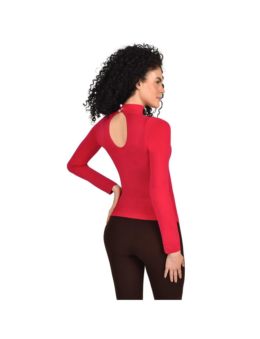 Blusa Control Manga Larga Ritchi Cuello Alto Corte Recogido en Busto