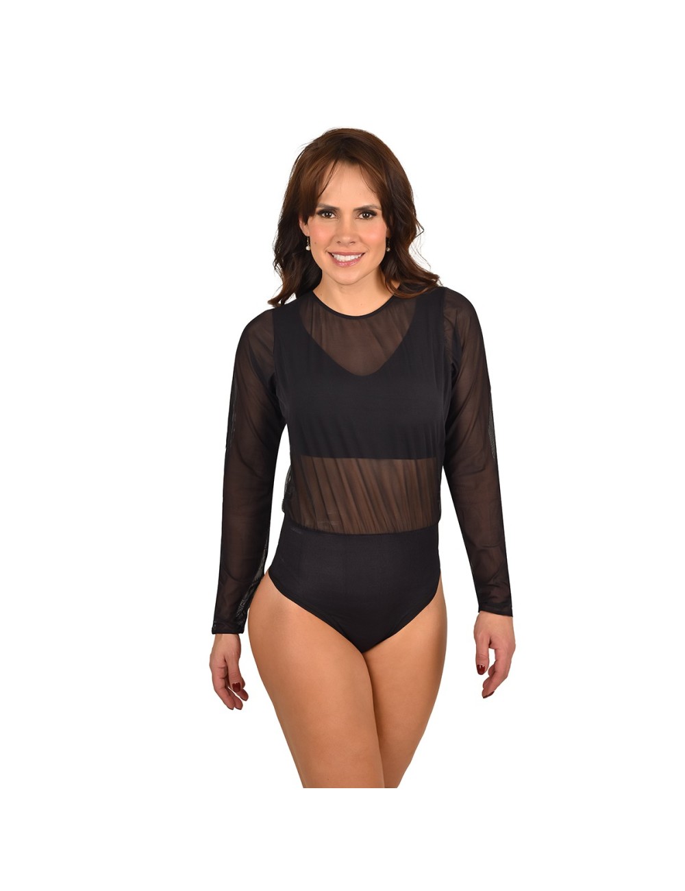 Body Casual Mujer Ritchi  Manga Larga en Tull Licrado Cuello Redondo Panty Hilo Semicontrol