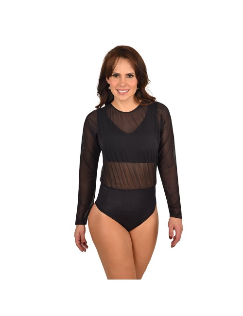 Body Casual Mujer Ritchi  Manga Larga en Tull Licrado Cuello Redondo Panty Hilo Semicontrol