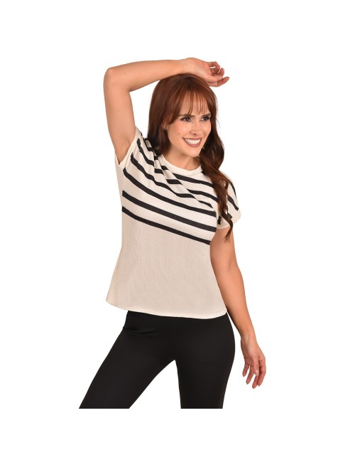 Blusa Casual Manga Corta Puño Escote Redondo Ritchi