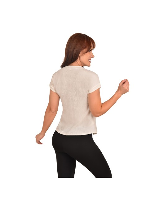 Blusa Casual Manga Corta Puño Escote Redondo Ritchi