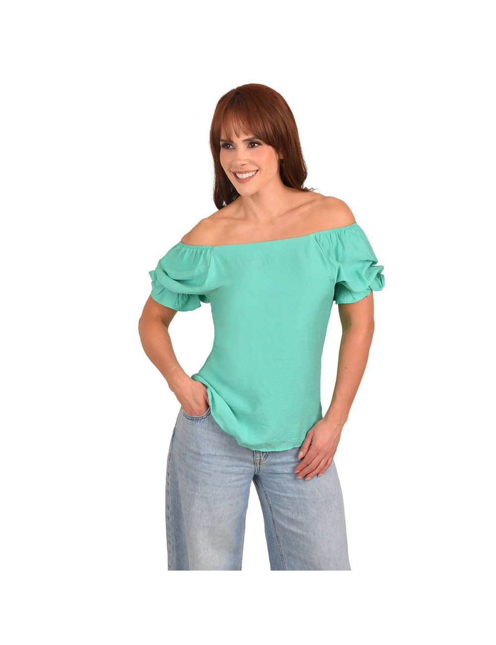 Blusa Casual Manga Corta Recogido Puño Escote Cuadrado Ritchi Trendy
