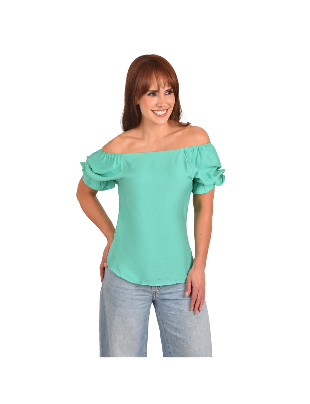 Blusa Casual Manga Corta Recogido Puño Escote Cuadrado Ritchi Trendy