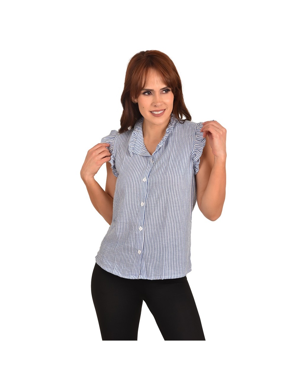 Blusa Formal Cuello Mao Botones Manga Bolero Ritchi Elegante Chic